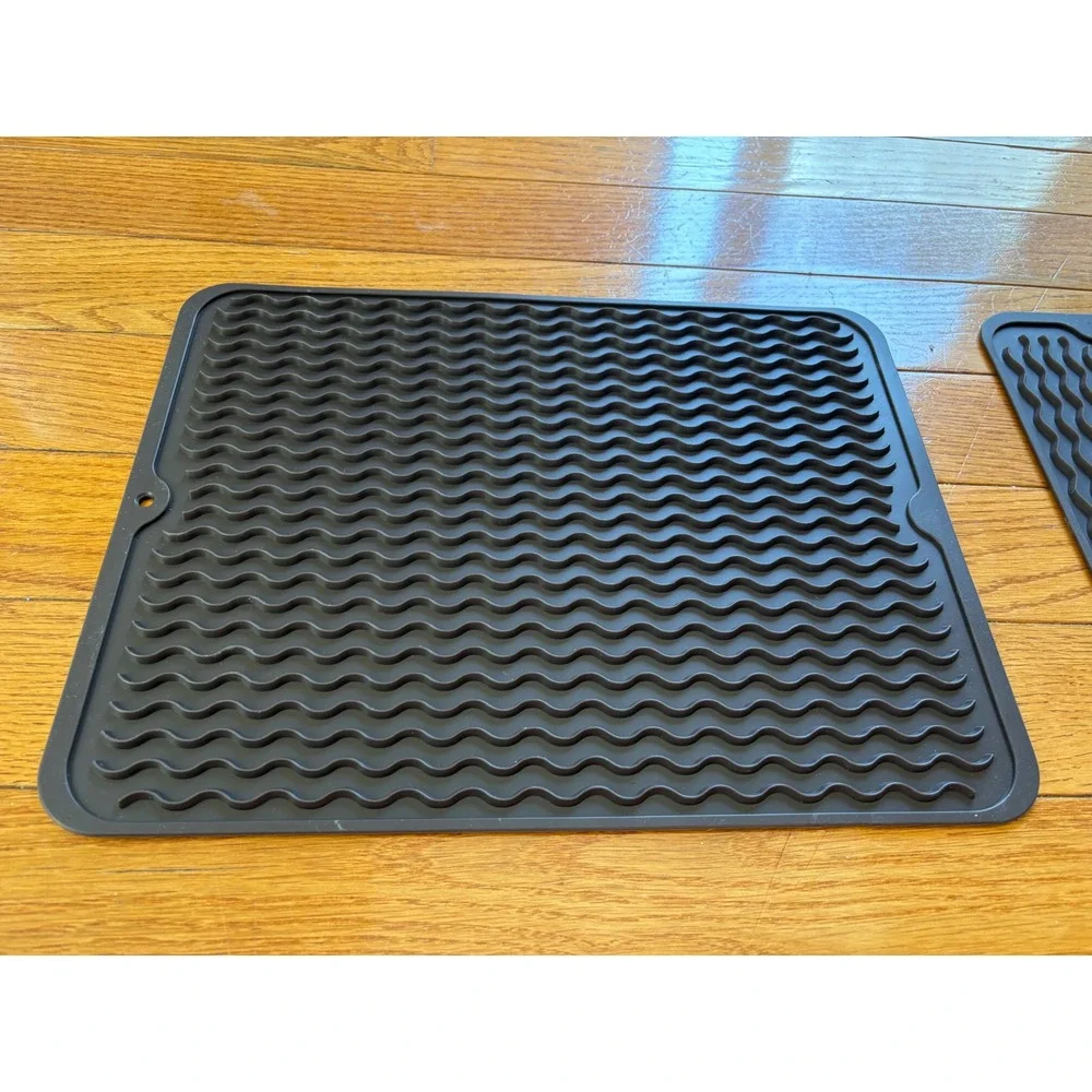 Silicone Dish Drying Mat Set - Large & Small Heat Resistant Kitchen Sink Drainer